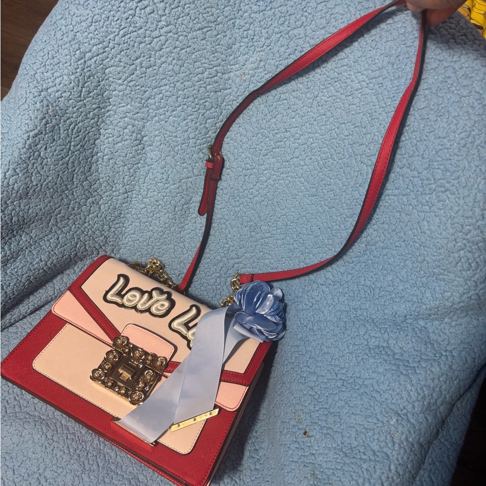 Stylish Red and Cream Women's Bag